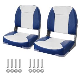 Boat Seat Low Back Fold-Down Fishing Boat Chair with Sponge Padding 2 Pack