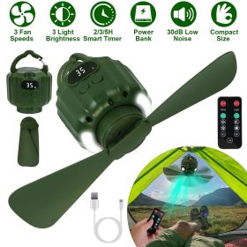 3-in-1 Camping Fan with LED Lantern, Portable Hanging Tent Fan 3 Speed Wind, Timer Function & Power Bank