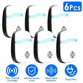 6 Packs Ultrasonic Pest Repellers Electric Plug-In Indoor Pest Control Mouse Repellent Chaser Deterrent Rodent Chaser for Home Kitchen Office War