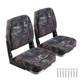 Boat Seat, Low Backrest, Folding Fishing Boat Seat with Thickened Sponge Cushion & PU Polyester Fabric, Strong PP Frame, Flip Up Boat Seat for Bo