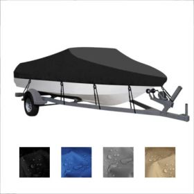 Full-Size Boat Cover, Heavy-Duty Marine-Grade Towing Cover Suitable for V-Hull Boats, Tri-Hull Boats, Bass Boats, Fishing And Skiing Boats